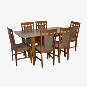 Image Set pentru bucătărie Evelin HV-27V Burnish oak + 6 scaune Gloria Burnish oak/Ekea12 Dark Brown