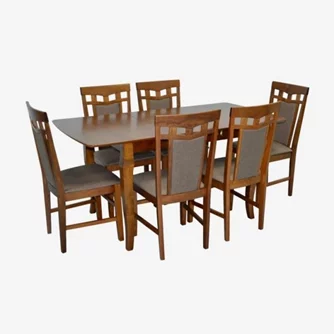 Комплект для кухни Evelin HV-27V Burnish oak + 6 стульев Gloria Burnish oak/Ekea12 Dark Brown