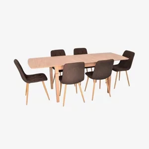 Image Комплект для кухни Evelin HV-27V Light Brown + 6 стульев YTC 080Wo  BJORN45 Dark brown