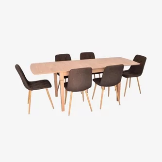 Комплект для кухни Evelin HV-27V Light Brown + 6 стульев YTC 080Wo  BJORN45 Dark brown