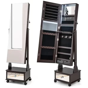 Image Шкаф-зеркало для украшений Costway JV11233BN Brown