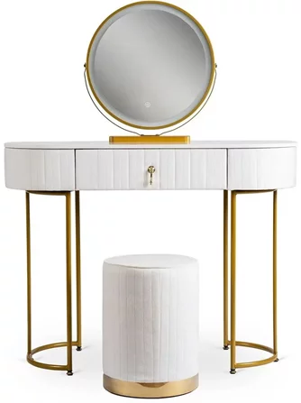 Туалетный столик с подсветкой Mebel Elite Sarah White/Golden