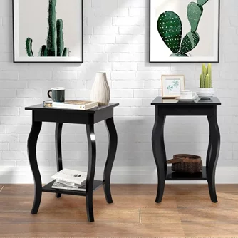 Комплект прикроватных тумбочек Costway HW65646BK-2 Black