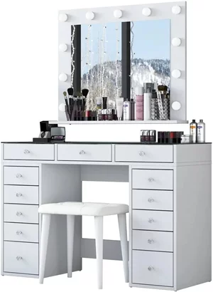 Image Туалетный столик + Табурет Mirage Meble BJ156 White