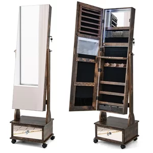 Image Шкаф-зеркало для украшений Costway JV11233CF Rustic Brown