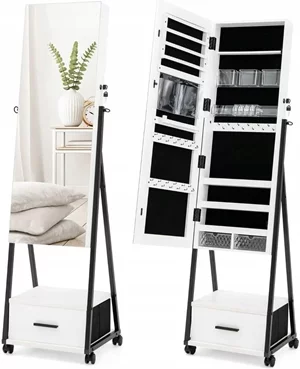 Image Шкаф-зеркало для украшений Costway JV10221WH White