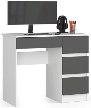 Image Письменный стол Akord A-7 90 Right, White/Graphite Grey