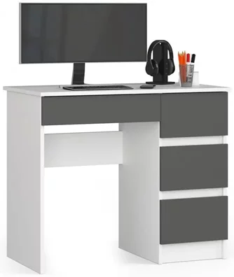 Письменный стол Akord A-7 90 Right, White/Graphite Grey