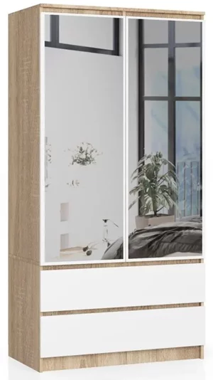 Image Шкаф Akord S90 2D2SZ 2 Lustro Sonoma Oak/White