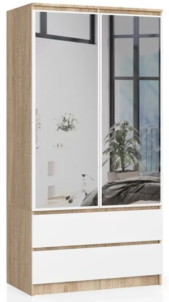 Шкаф Akord S90 2D2SZ 2 Lustro Sonoma Oak/White