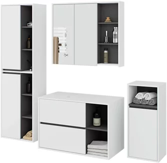 Комплект мебели для ванной Akord Vami с отверстиями White/Graphite Grey