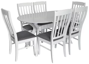 Image Комплект для кухни Evelin Raffles Oval White + 6 стульев Wenyi White/NV-10WP Grey
