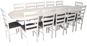 Комплект для кухни Evelin HV-33V White + 12 стульев Gloria White/NV-10WP Grey