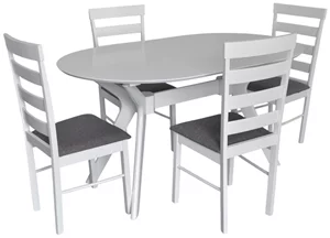 Image Комплект для кухни Evelin Raffles Oval White + 4 стула GLORIA White/NV-10WP Grey