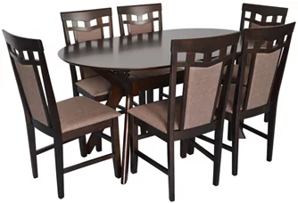 Set pentru bucătărie Evelin Raffles Oval Chocolate + 6 scaune Deepa R Chocolate/Ekea12 Dark Brown