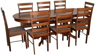 Комплект для кухни Evelin HV-31N Burnish oak + 8 стульев GLORIA Burnish oak/Ekea12 Dark Brown
