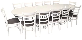 Set pentru bucătărie Evelin HV-33V White + 12 scaune COCO White/NV-10WP Grey