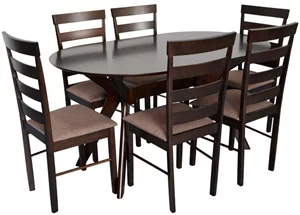 Image Комплект для кухни Evelin Raffles Oval Chocolate + 6 стульев Gloria Chocolate/Ekea12 Dark Brown