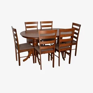 Image Комплект для кухни Evelin HV-24V Burnish oak + 6 стульев GLORIA Burnish oak/Ekea12 Dark Brown