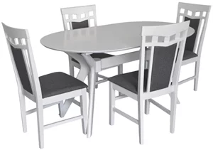 Image Комплект для кухни Evelin Raffles Oval White + 4 стула Deepa R White/NV-10WP Grey