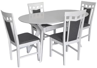 Комплект для кухни Evelin Raffles Oval White + 4 стула Deepa R White/NV-10WP Grey