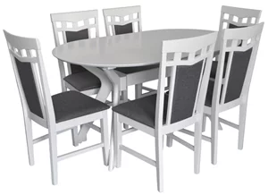 Image Set pentru bucătărie Evelin Raffles Oval White + 6 scaune Deepa R White/NV-10WP Grey