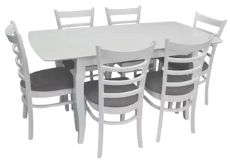 Комплект для кухни Evelin HV-29V White + 6 стульев COCO White/NV-10WP Grey