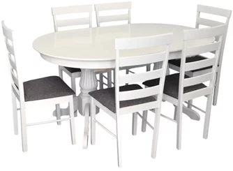 Комплект для кухни Evelin HV-33V White + 6 стульев Gloria White/NV-10WP Grey