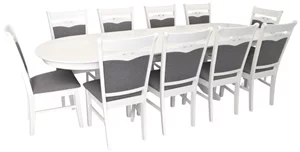 Image Комплект для кухни Evelin HV-33V White + 10 стульев HV-3167 White/NV-10WP Grey
