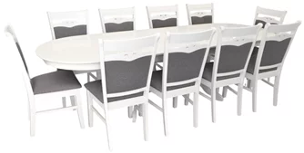 Комплект для кухни Evelin HV-33V White + 10 стульев HV-3167 White/NV-10WP Grey