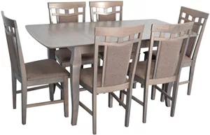 Image Set pentru bucătărie Evelin HV-29V Antique Grey + 6 scaune Deepa R Antique Grey/Ekea12 Dark Brown