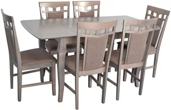 Комплект для кухни Evelin HV-29V Antique Grey + 6 стульев Deepa R Antique Grey/Ekea12 Dark Brown