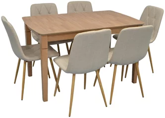 Комплект для кухни Evelin HV-27V Light Brown + 6 стульев YTC 080Wo BJORN24 Light beige