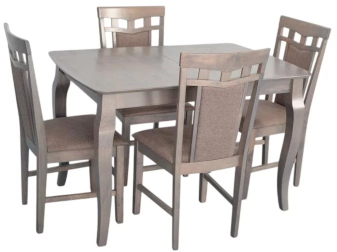 Set pentru bucătărie Evelin HV-29V Antique Grey + 4 scaune Deepa R Antique Grey/Ekea12 Dark Brown