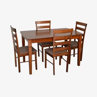 Комплект для кухни Evelin HV-27V Burnish oak + 4 стула GLORIA Burnish oak/Ekea12 Dark Brown