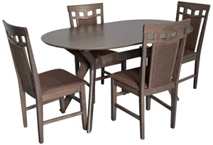 Image Комплект для кухни Evelin Raffles Oval Antique Grey + 4 стула Deepa R Antique Grey/Ekea12 Dark Brown