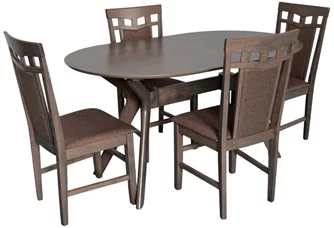 Комплект для кухни Evelin Raffles Oval Antique Grey + 4 стула Deepa R Antique Grey/Ekea12 Dark Brown
