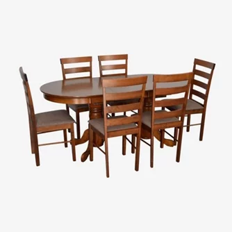 Комплект для кухни  Evelin HV-31N Burnish oak + 6 стульев GLORIA Burnish oak/Ekea12 Dark Brown