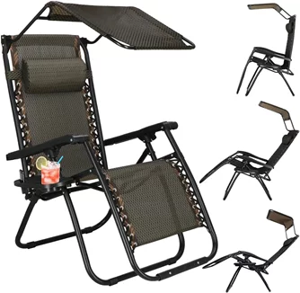 Шезлонг Springos Zero Gravity GC0029 Black/Brown
