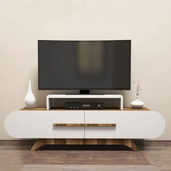 Тумба РТВ Mirage Meble Rose (White/Walnut)
