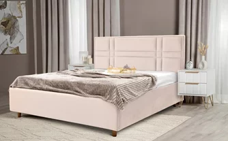 Кровать Maria Modern 160x200см Velluto 02 Beige/Walnut