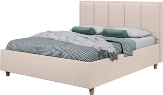 Кровать Confort Stenli Modern 160x200см Velluto 02 Beige/Walnut