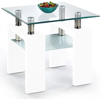Măsuță de cafea Halmar Diana H pătrată, White Lacquered