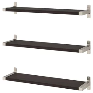 Image Полки Ikea Bergshult/Granhult 80x20cm Коричнево-чёрный/Никелированный