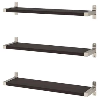 Полки Ikea Bergshult/Granhult 80x20cm Коричнево-чёрный/Никелированный