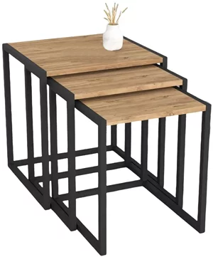 Image Set măsuțe de cafea Bofigo Metal Nesting Pine/Black