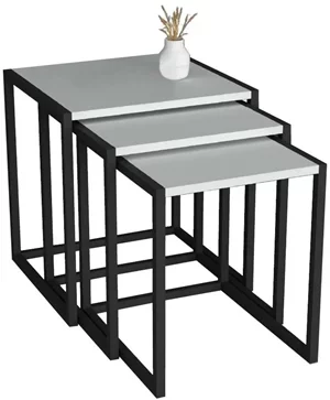 Image Set măsuțe de cafea Bofigo Metal Nesting White/Black