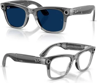 Ochelari inteligenți Ray-Ban Meta Wayfarer Gen2 Large Shiny Transp.Grey Fr/Clear Sapphire Tran. Lens