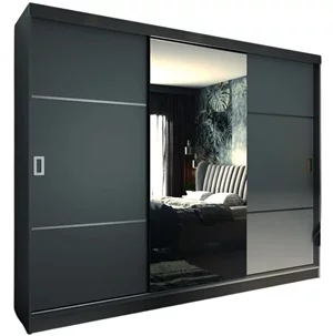 Image Шкаф-купе Prime Furniture Retro 3 200x205x59, Graphite/Black