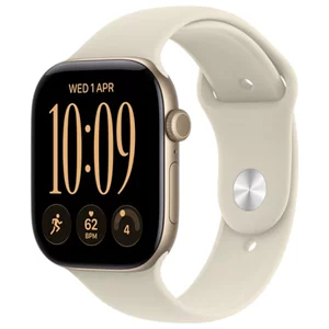 Image Ceas inteligent Apple Watch Series 12 GPS 46mm MJEN4 Light Gold Aluminium Case Sand Sport Band S/M